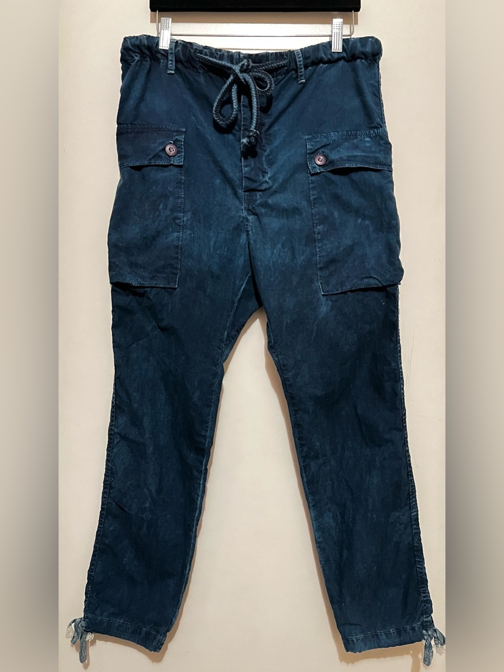 Dr. Collectors Men's Blue Cargo Pants with Drawstring Waist